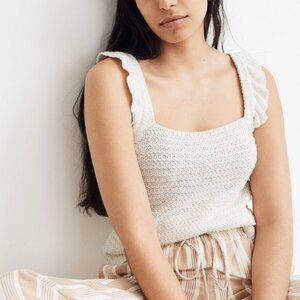 Madewell Crocheted Ruffle-Strap Sweater Tank Size Cream XXS